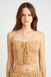 CAMEL FRENCH TERRY STRAPLESS BUSTIER TOP - [product_category], Minx Boutique-Southbury