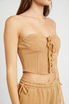 CAMEL FRENCH TERRY STRAPLESS BUSTIER TOP - [product_category], Minx Boutique-Southbury