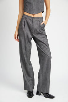  Pleated Loose Fit Pinstripe Trousers - [product_category], Minx Boutique-Southbury