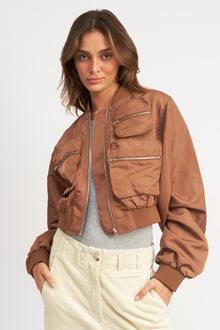  CROPPED BOMBER JACKET - [product_category], Minx Boutique-Southbury