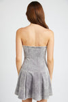 GREY PLEATED STRAPLESS MINI DRESS - [product_category], Minx Boutique-Southbury