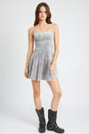 GREY PLEATED STRAPLESS MINI DRESS - [product_category], Minx Boutique-Southbury