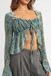 SHIRRRING TIE TOP WITH LONG SLEEVE - [product_category], Minx Boutique-Southbury