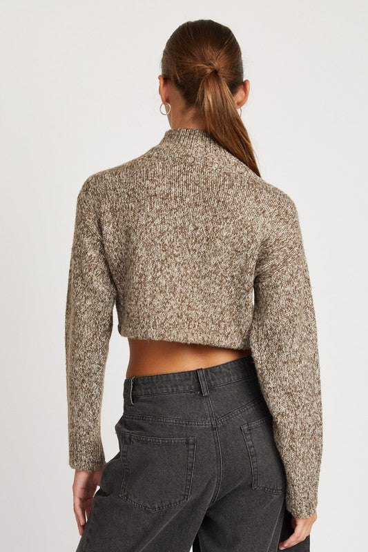 Mocha Turtle Neck Cropped Sweater - [product_category], Minx Boutique-Southbury