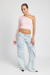 Asymmetrical One Shoulder Fluffy Cropped Sweater - [product_category], Minx Boutique-Southbury