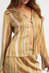 Coffee Wide Sleeve Striped Blouse - [product_category], Minx Boutique-Southbury
