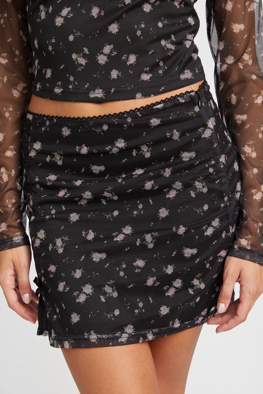 Black Floral Mesh Mini Skirt - [product_category], Minx Boutique-Southbury