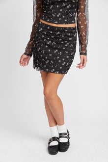  Black Floral Mesh Mini Skirt - [product_category], Minx Boutique-Southbury