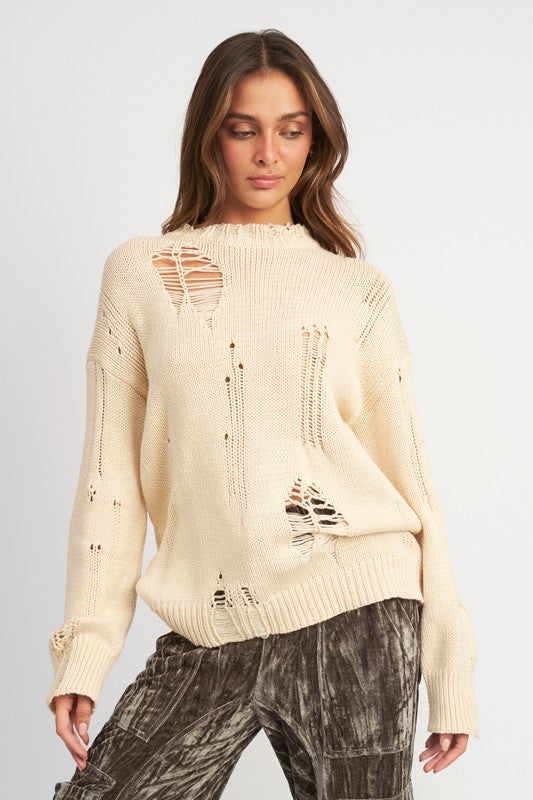 Distressed Oversized Sweater - [product_category], Minx Boutique-Southbury