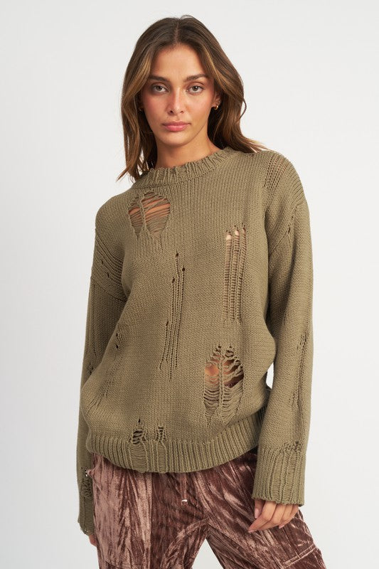 Distressed Oversized Sweater - [product_category], Minx Boutique-Southbury