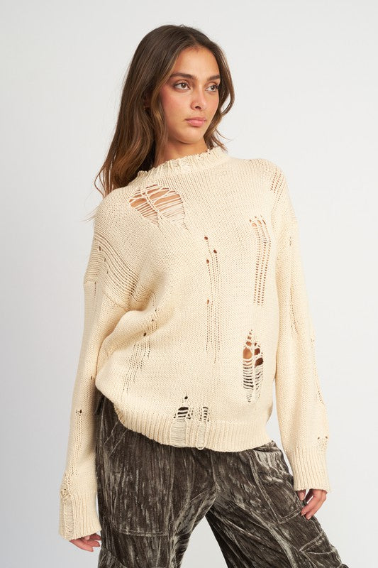 Distressed Oversized Sweater - [product_category], Minx Boutique-Southbury