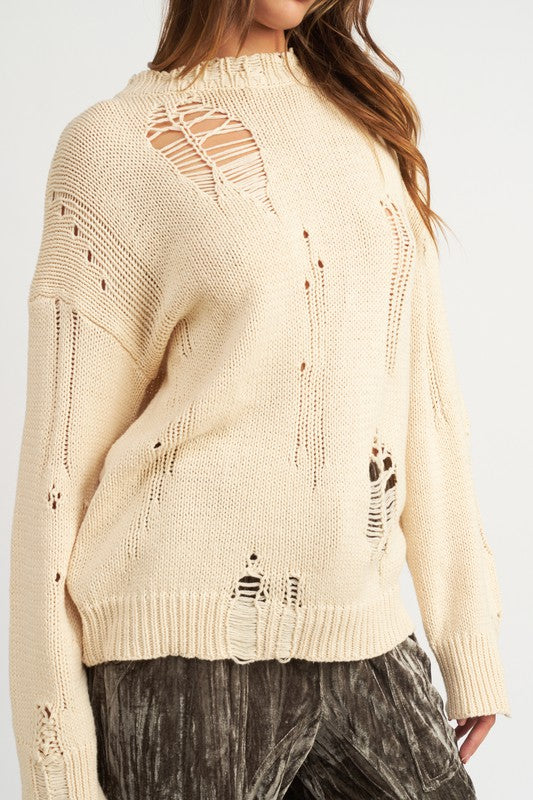 Distressed Oversized Sweater - [product_category], Minx Boutique-Southbury