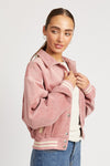 Rose Pink Bomber Jacket with Collar, Minx Boutique-Southbury, [product tags]