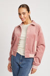 Rose Pink Bomber Jacket with Collar, Minx Boutique-Southbury, [product tags]