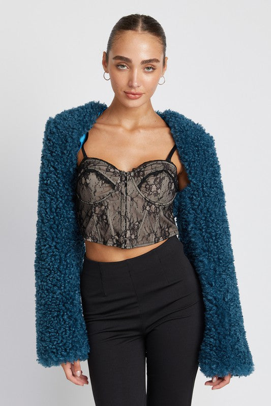 GUCCI BLUE FAUX FUR BOLERO - [product_category], Minx Boutique-Southbury