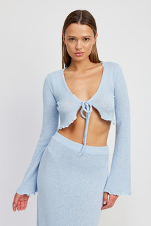  LONG SLEEVE FRONT TIE CROPPED TOP - [product_category], Minx Boutique-Southbury