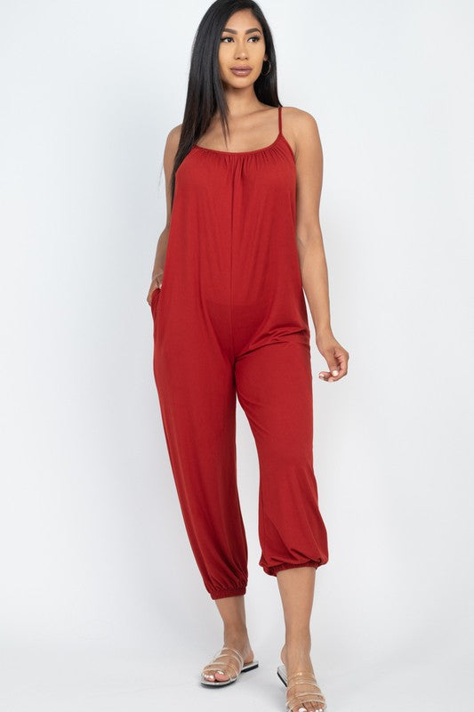Spaghetti strap solid jumpsuit - [product_category], Minx Boutique-Southbury