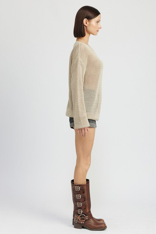 CROCHET LONG SLEEVE TOP - [product_category], Minx Boutique-Southbury