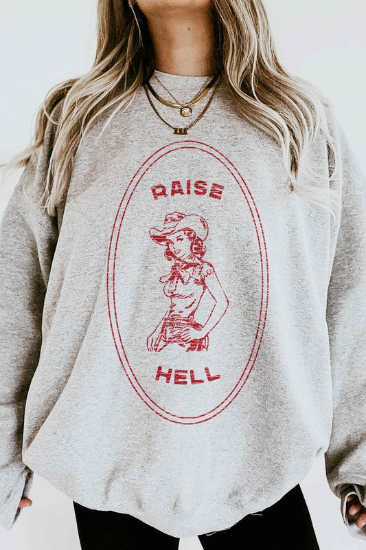 Raise Hell Country Cowgirl Graphic Sweatshirt - [product_category], Minx Boutique-Southbury