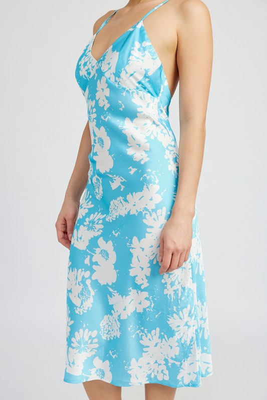 V NECK FLORAL DRESS WITH OPEN BACK - [product_category], Minx Boutique-Southbury
