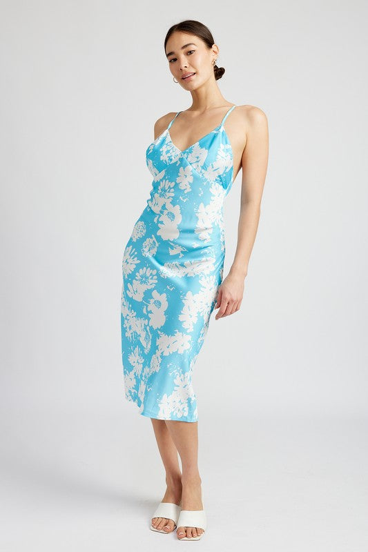 V NECK FLORAL DRESS WITH OPEN BACK - [product_category], Minx Boutique-Southbury