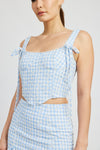 GINGHAM BUSTIER TOP WITH SMOCKED BACK - [product_category], Minx Boutique-Southbury