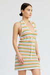 STRIPED CROCHET MINI DRESS WTIH HALTER NECK - [product_category], Minx Boutique-Southbury