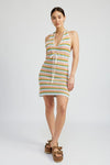 STRIPED CROCHET MINI DRESS WTIH HALTER NECK - [product_category], Minx Boutique-Southbury