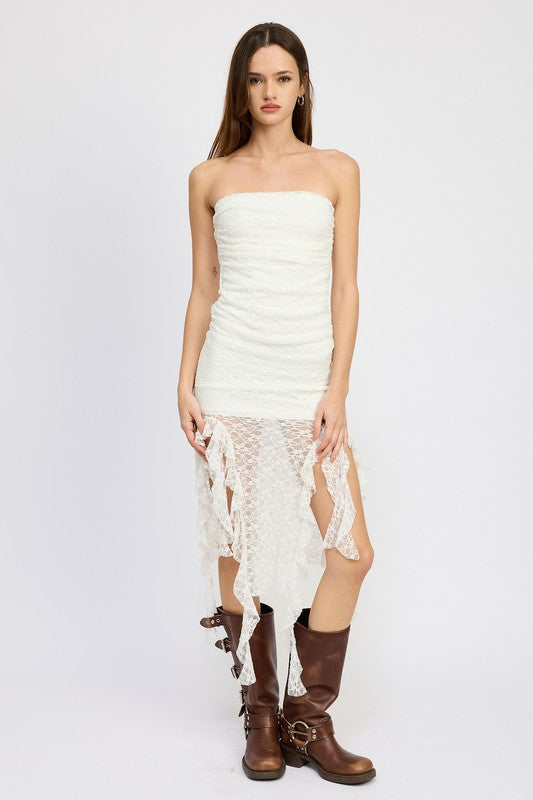 LACE TUBE DRESS WTIH RUFFLE DETAIL - [product_category], Minx Boutique-Southbury