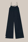 Frilled neck line wide leg Jumpsuit Romper in Black, EG fashion