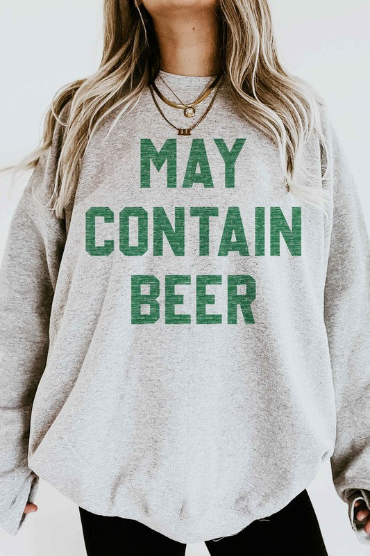MAY CONTAIN BEER ST PATRICKS GRAPHIC SWEATSHIRT - [product_category], Minx Boutique-Southbury