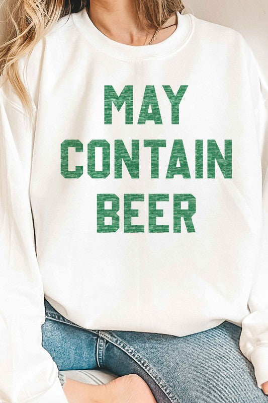 MAY CONTAIN BEER ST PATRICKS GRAPHIC SWEATSHIRT - [product_category], Minx Boutique-Southbury