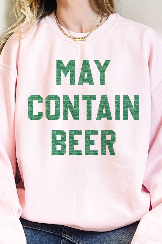 MAY CONTAIN BEER ST PATRICKS OVERSIZED SWEATSHIRT - [product_category], Minx Boutique-Southbury