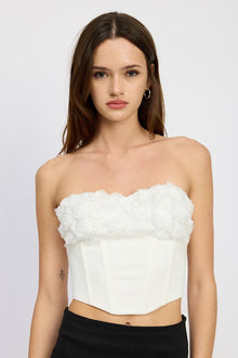  White Floral Corset Top with Lace Detail