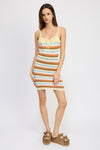 STRIPED BODYCON DRESS WTIH FRONT TIE, Minx Boutique-Southbury, [product tags]