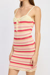 STRIPED BODYCON DRESS WTIH FRONT TIE, Minx Boutique-Southbury, [product tags]