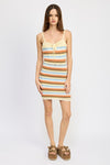 STRIPED BODYCON DRESS WTIH FRONT TIE, Minx Boutique-Southbury, [product tags]