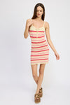 STRIPED BODYCON DRESS WTIH FRONT TIE, Minx Boutique-Southbury, [product tags]