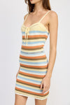 STRIPED BODYCON DRESS WTIH FRONT TIE, Minx Boutique-Southbury, [product tags]