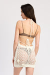 Halter Neck Crochet Dress with Flower Detail, Minx Boutique-Southbury, [product tags]