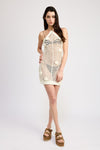 Halter Neck Crochet Dress with Flower Detail, Minx Boutique-Southbury, [product tags]