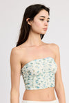 FLORAL PRINT SHIRRED TUBE TOP, Minx Boutique-Southbury, [product tags]