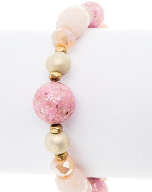 Pink Mix Beads Stretch Bracelet, Minx Boutique-Southbury, [product tags]