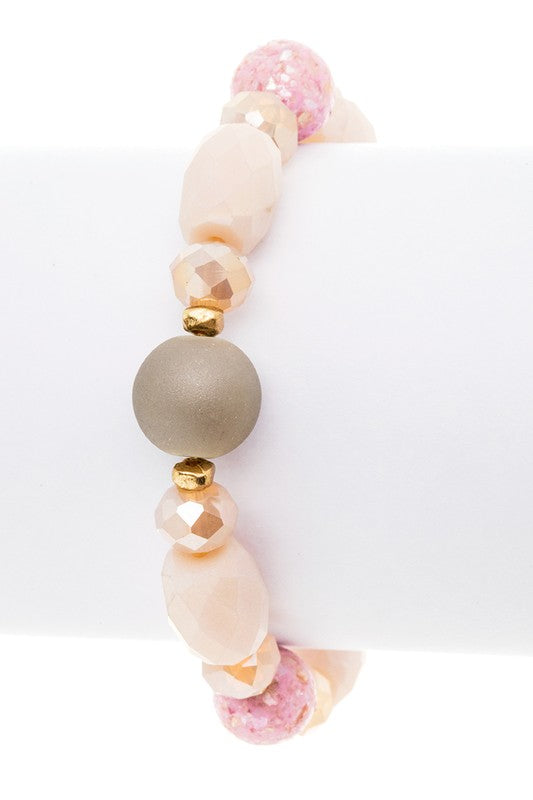 Pink Mix Beads Stretch Bracelet, Minx Boutique-Southbury, [product tags]