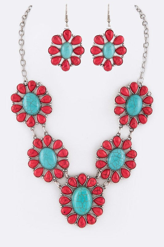 Turquoise Mix Stone Necklace Set, Minx Boutique-Southbury, [product tags]
