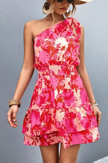  Womens Summer One Shoulder Flowy Short Dresses, Minx Boutique-Southbury, [product tags]