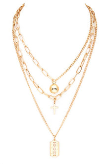  Mix Charm Cross Razor Layered Pendant Necklace, Minx Boutique-Southbury, [product tags]