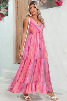  Pink Tribal Tassel Tie V Neck Surplice Maxi Dress, Minx Boutique-Southbury, [product tags]