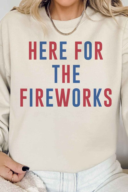 HERE FOR THE FIREWORKS GRAPHIC SWEATSHIRT, Minx Boutique-Southbury, [product tags]