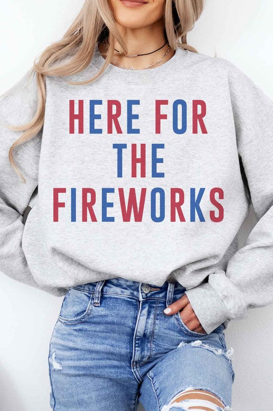 HERE FOR THE FIREWORKS GRAPHIC SWEATSHIRT, Minx Boutique-Southbury, [product tags]